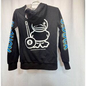 B. Duck Full Zip Hoodie Mens Medium Black 8-Ball Graphic Streetwear Sweatshirt